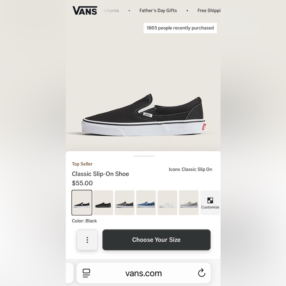 Vans Classic Black and White Slip-Ons, NEW - Picture 2 of 11